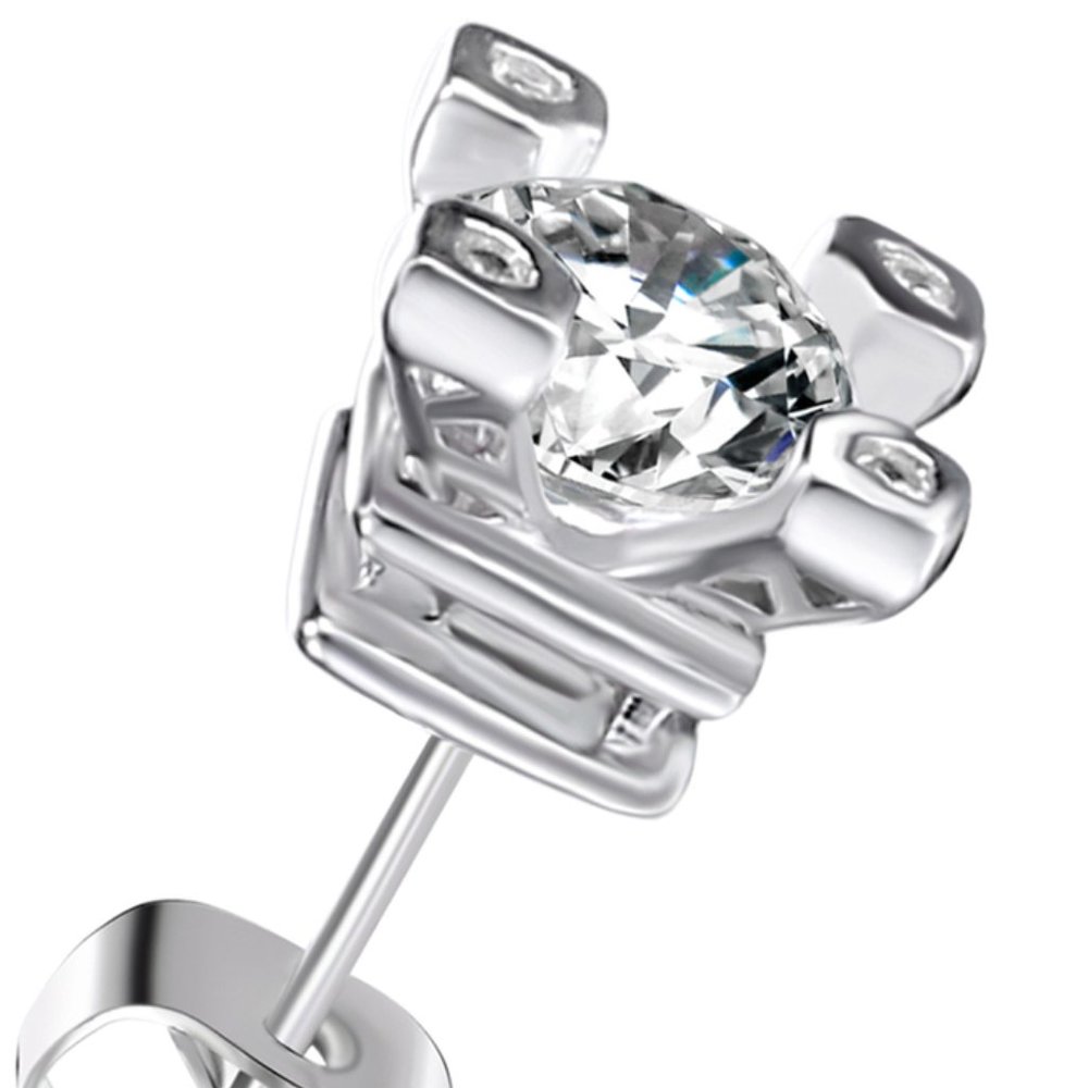 2-CTW Fancy 4 Prong Stud Earrings Made with Swarovski Crystals - Picture 3 of 5